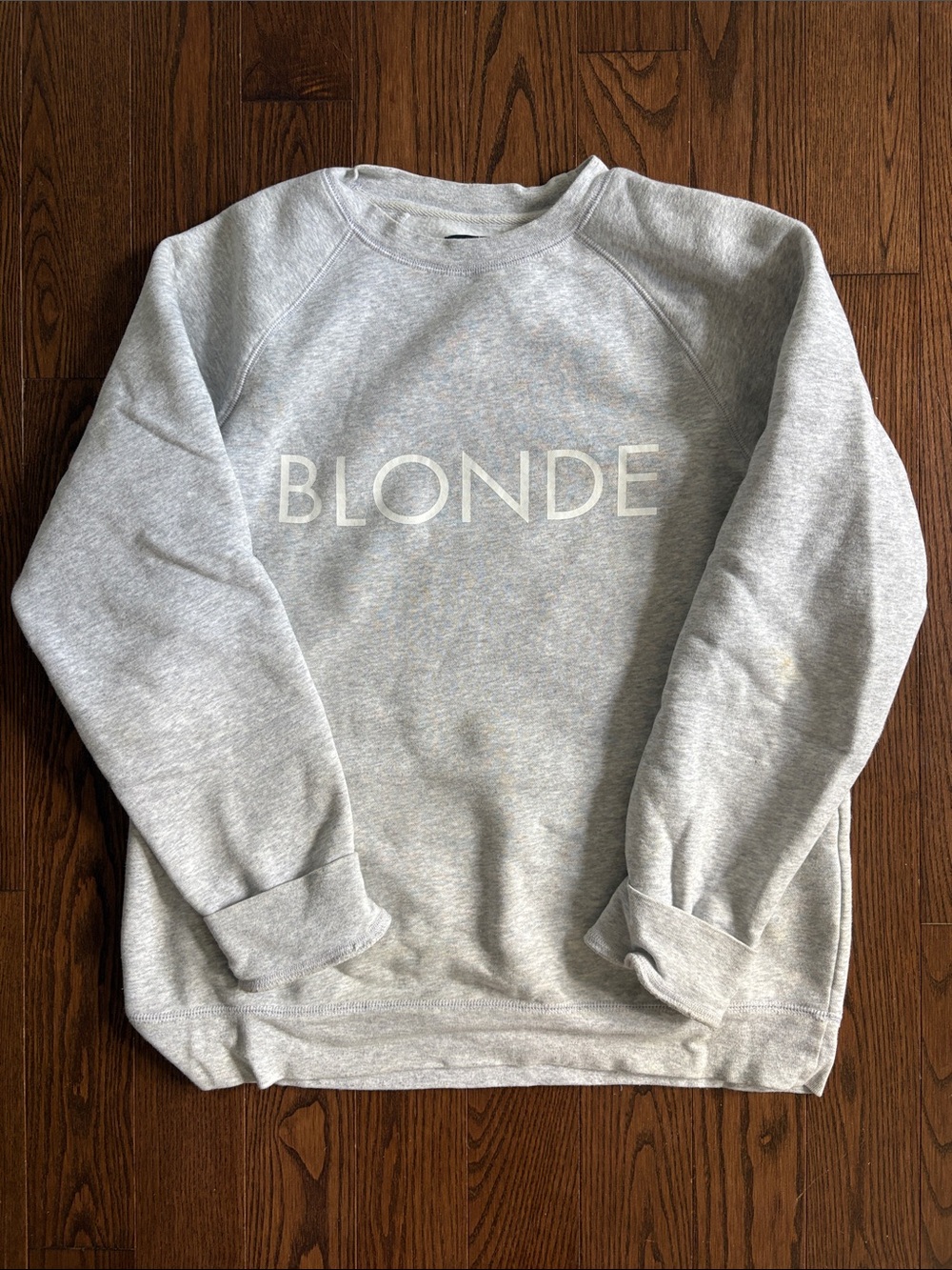 Brunette The Label Heather Gray 'BLONDE' Crewneck Sweatshirt